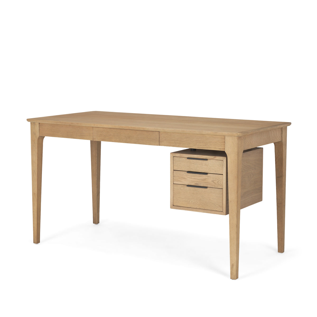 Tino Oak Wood Desk with 4 Drawers - Light Brown-Office Furniture-DECOROLALA