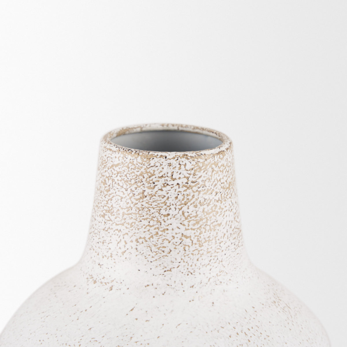 Tisha Large White W/ Terracotta Distressing Metal Vase-Vase-DECOROLALA