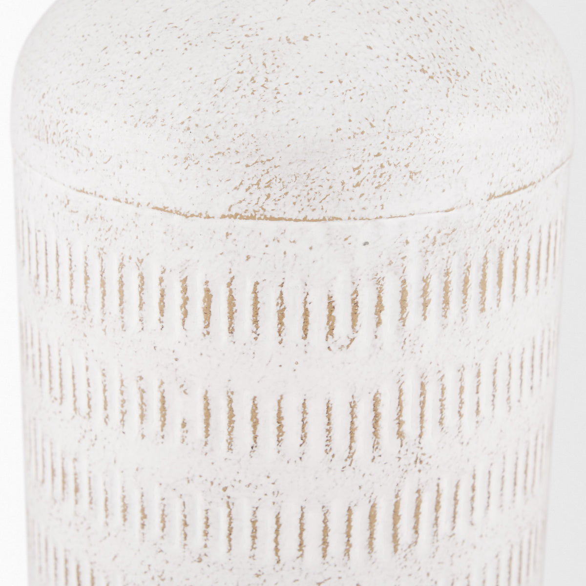 Tisha Large White W/ Terracotta Distressing Metal Vase-Vase-DECOROLALA