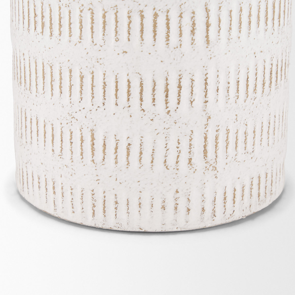 Tisha Large White W/ Terracotta Distressing Metal Vase-Vase-DECOROLALA