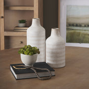 Tisha Large White W/ Terracotta Distressing Metal Vase-Vase-DECOROLALA