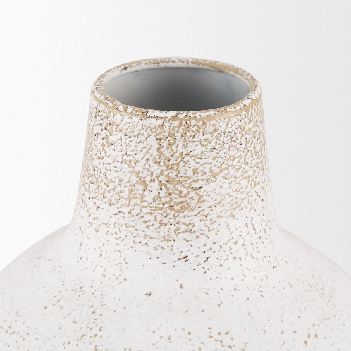 Tisha Small White W/ Terracotta Distressing Metal Vase-Vase-DECOROLALA