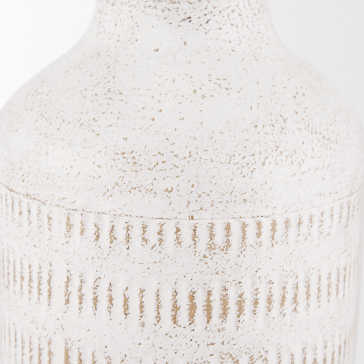 Tisha Small White W/ Terracotta Distressing Metal Vase-Vase-DECOROLALA