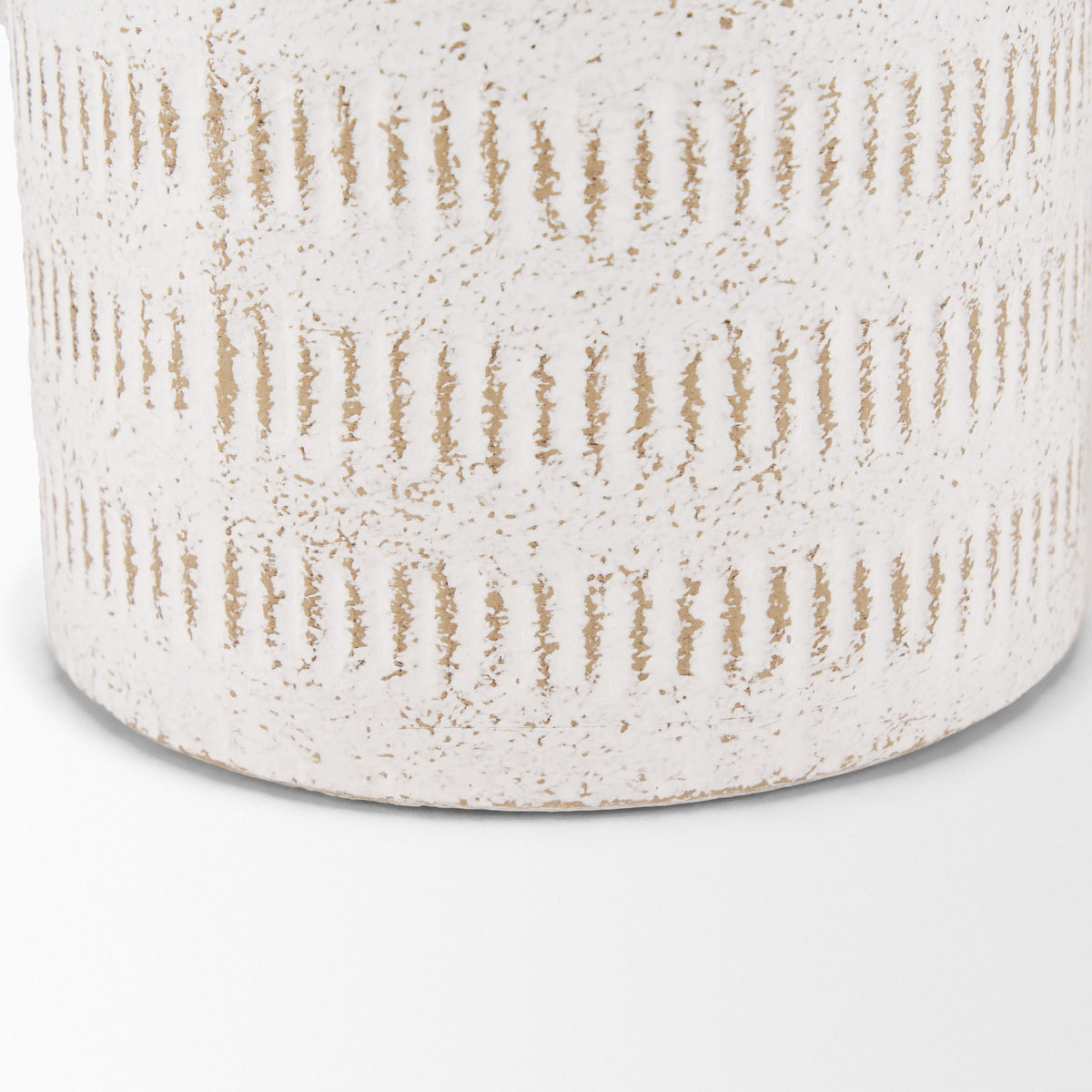 Tisha Small White W/ Terracotta Distressing Metal Vase-Vase-DECOROLALA