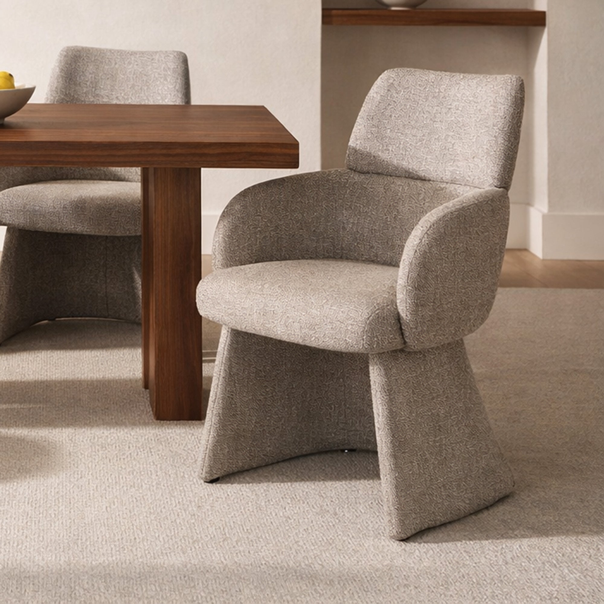 Titani Upholstered Dining Chair - Beige Modern Fabric-DECOROLALA