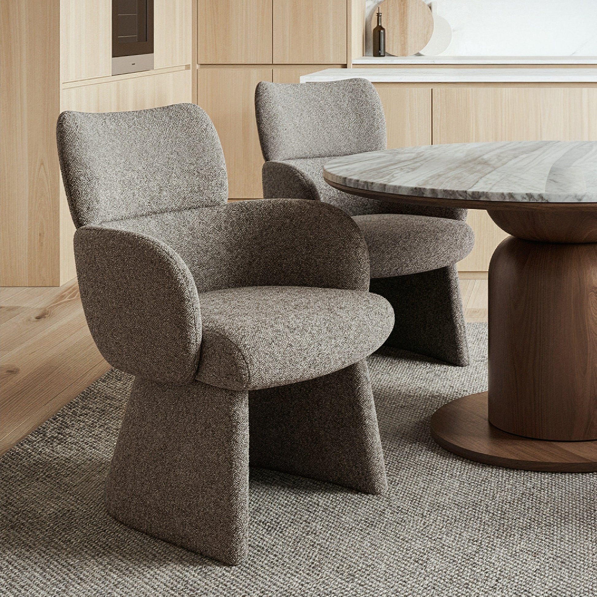 Titani Upholstered Dining Chair - Brown Modern Fabric-DECOROLALA