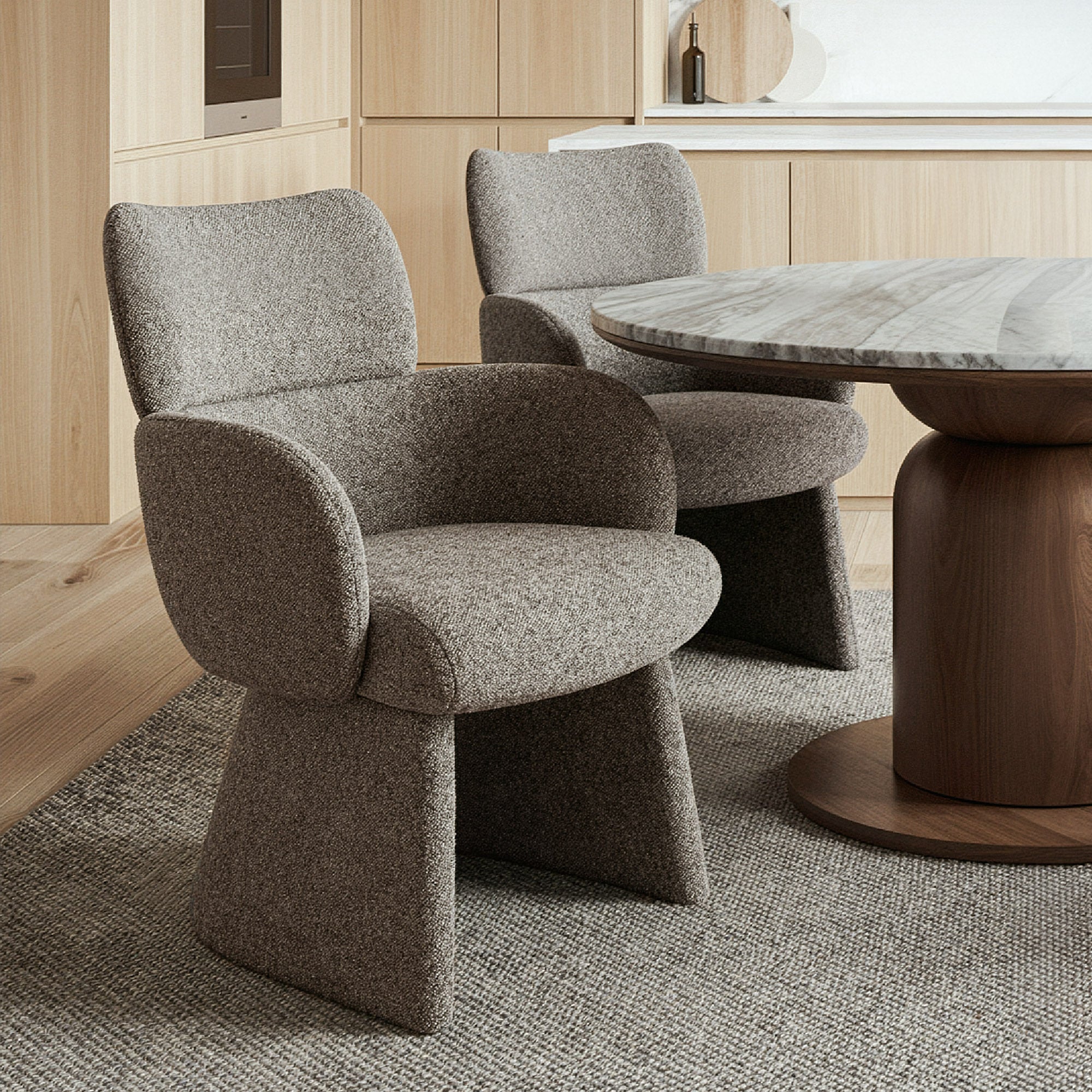 Titani Upholstered Dining Chair - Brown Modern Fabric-DECOROLALA