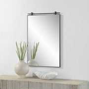 Titel 36" Tall Rectangular Mirror, Matte Black-Mirrors-DECOROLALA