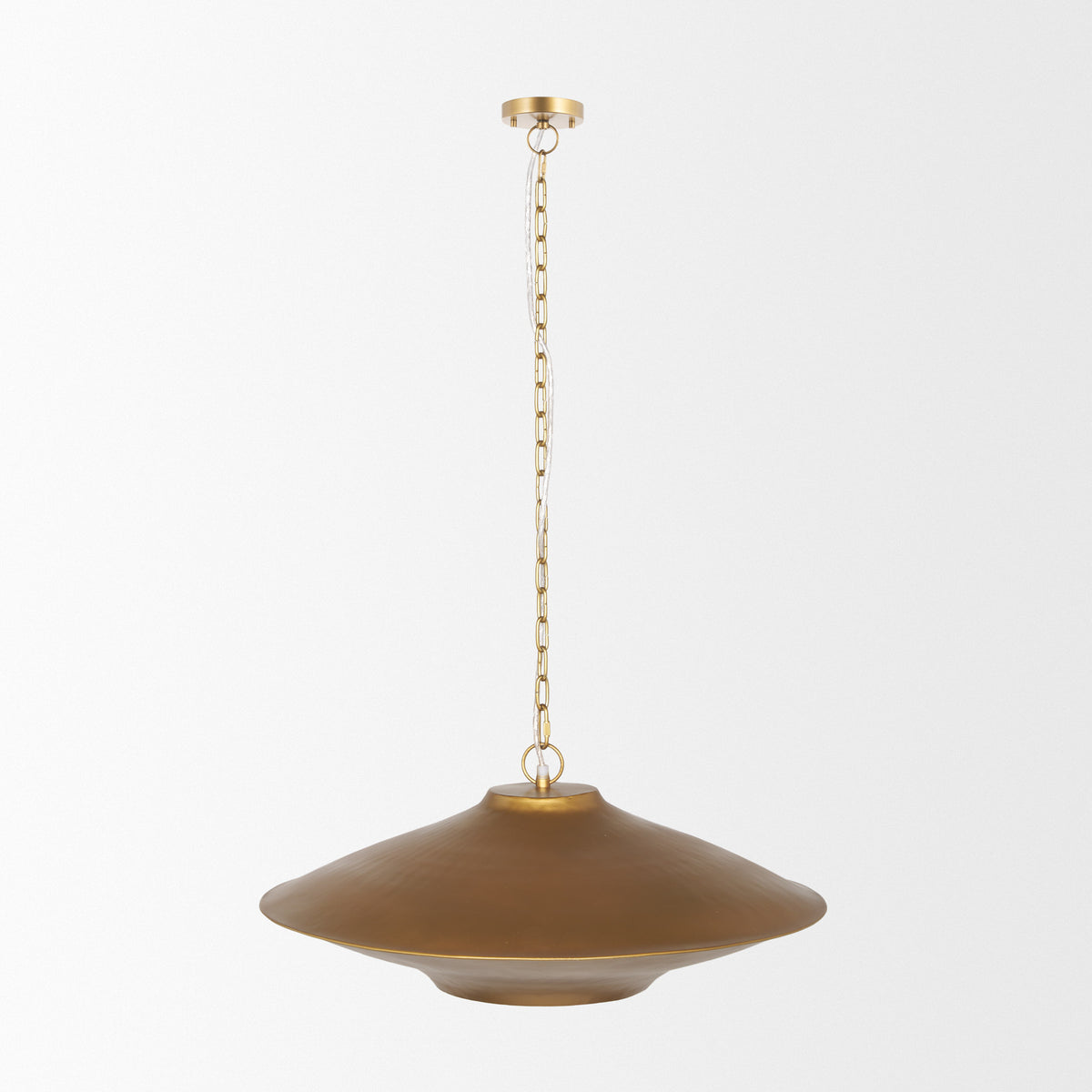 Titus 1-Light Brass Finished Metal Disc Pendant-Pendant Lighting-DECOROLALA