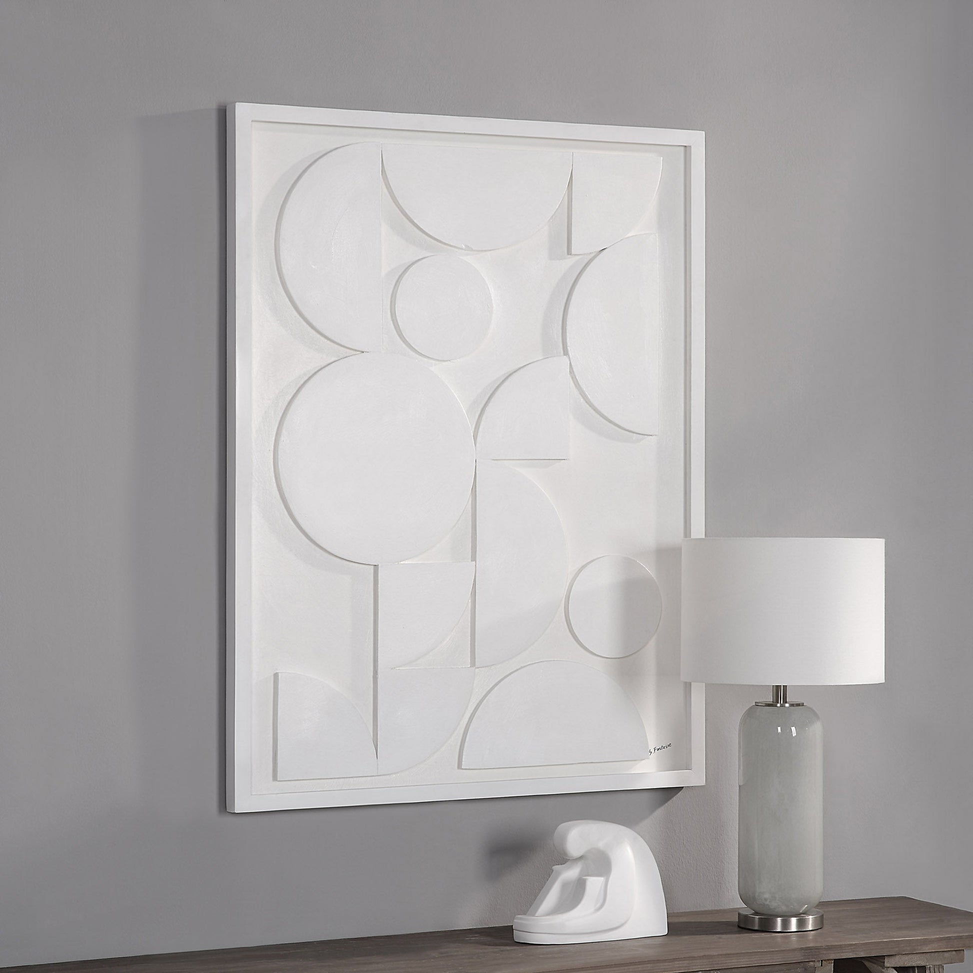 Tivat 36" Wide Wall Art, White-Wall Art-DECOROLALA