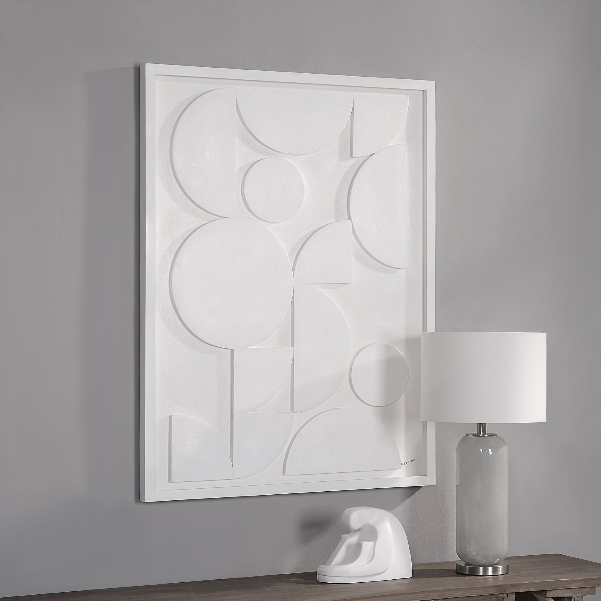 Tivat 36" Wide Wall Art, White-Wall Art-DECOROLALA