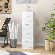 4-Drawer Vertical Filing Cabinet with Lock - White