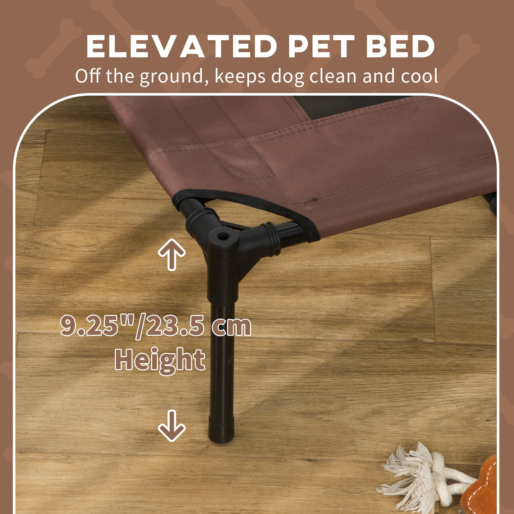 Elevated Dog Bed with Canopy, Portable Raised Dog Cot for XL Sized Dogs, Indoor & Outdoor, 48" x 36" x 43", Coffee