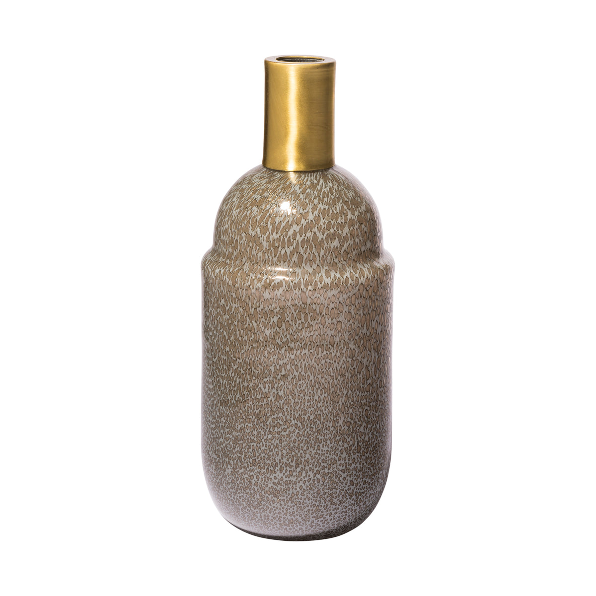 Toba II Tall Brown/Gold Spotted Gourd Style Vase-Vase-DECOROLALA