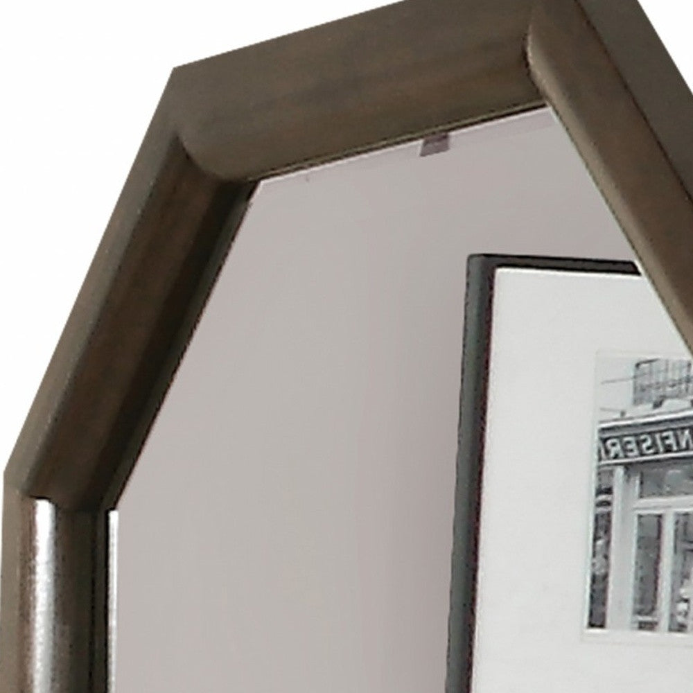 Tobacco Wood Finish Octagonal Frame Wall Mirror-Mirrors-DECOROLALA