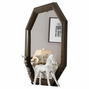 Tobacco Wood Finish Octagonal Frame Wall Mirror-Mirrors-DECOROLALA
