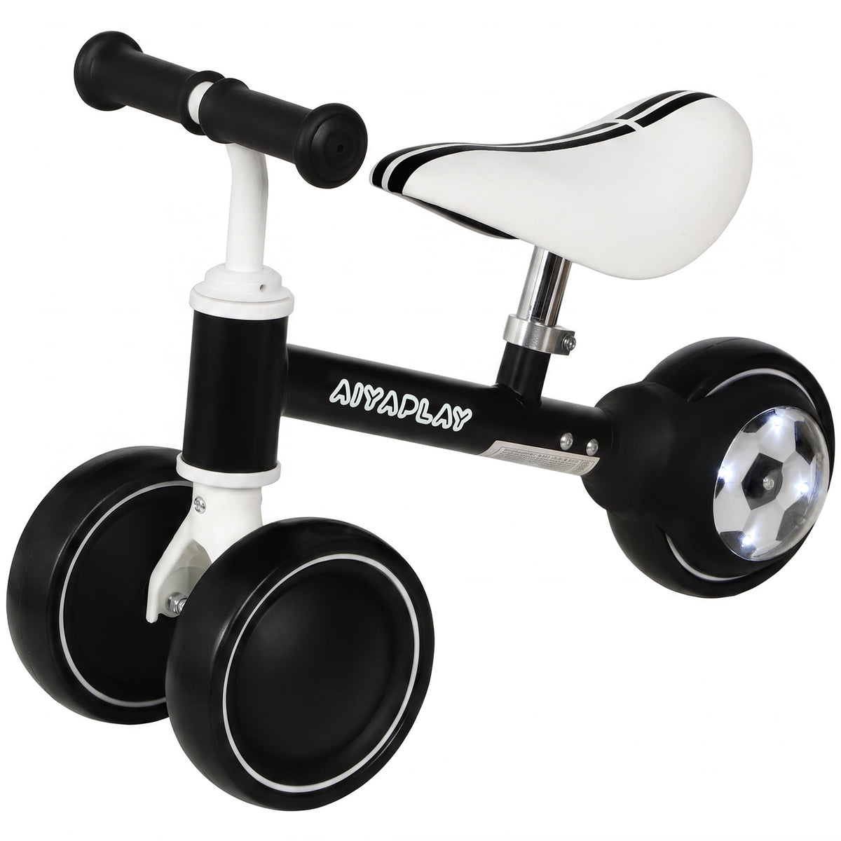 Balance Bike, Baby Bike with 135Â° Steering Limit & Lighting Rear Wheels for Toddlers 12-24 Months, Black-Toys & Games > Baby & Toddler Toys > Riding & Rocking Toys-DECOROLALA