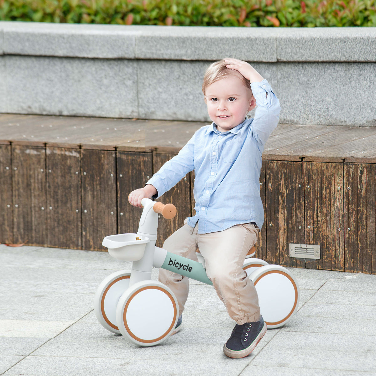 Toddler Balance Bike for 12â€“36 Months with Adjustable Seat, Removable Basket, 4 Silent Wheels-Toys & Games > Baby & Toddler Toys > Riding & Rocking Toys-DECOROLALA