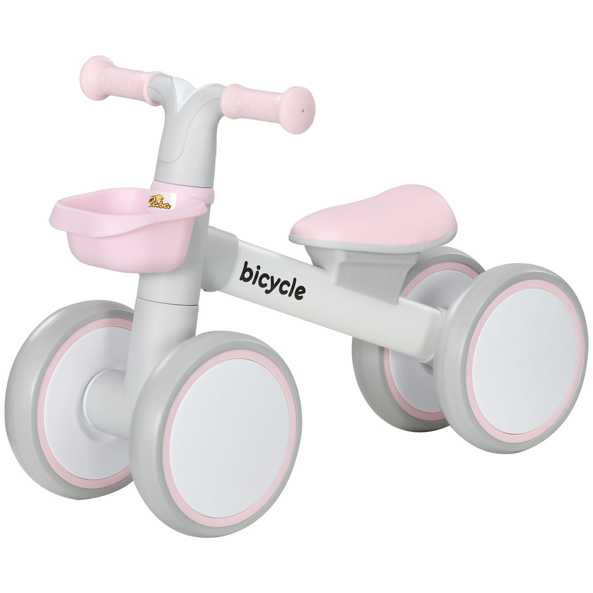 Toddler Balance Bike for 12â€“36 Months with Adjustable Seat, Removable Basket, 4 Silent Wheels-Toys & Games > Baby & Toddler Toys > Riding & Rocking Toys-DECOROLALA