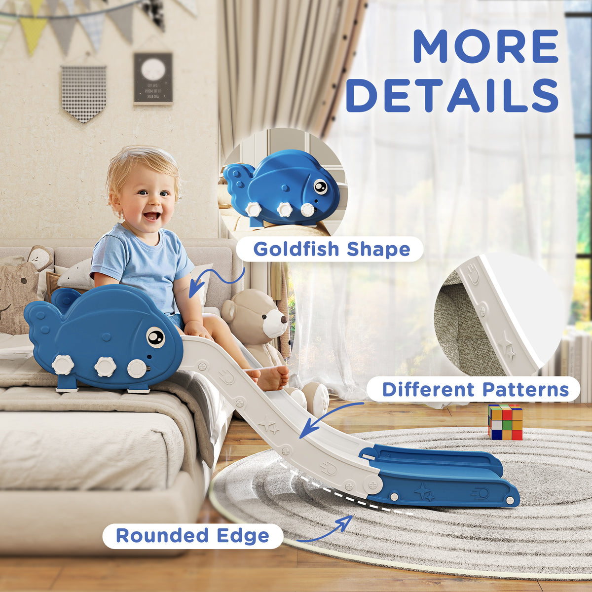 Toddler Couch Slide for Bed, Sofa, Stairs, Easy Assemble & Storage, for 18-48 Months-Toys & Games > Kids Outdoor Play > Gym Sets & Swings-DECOROLALA