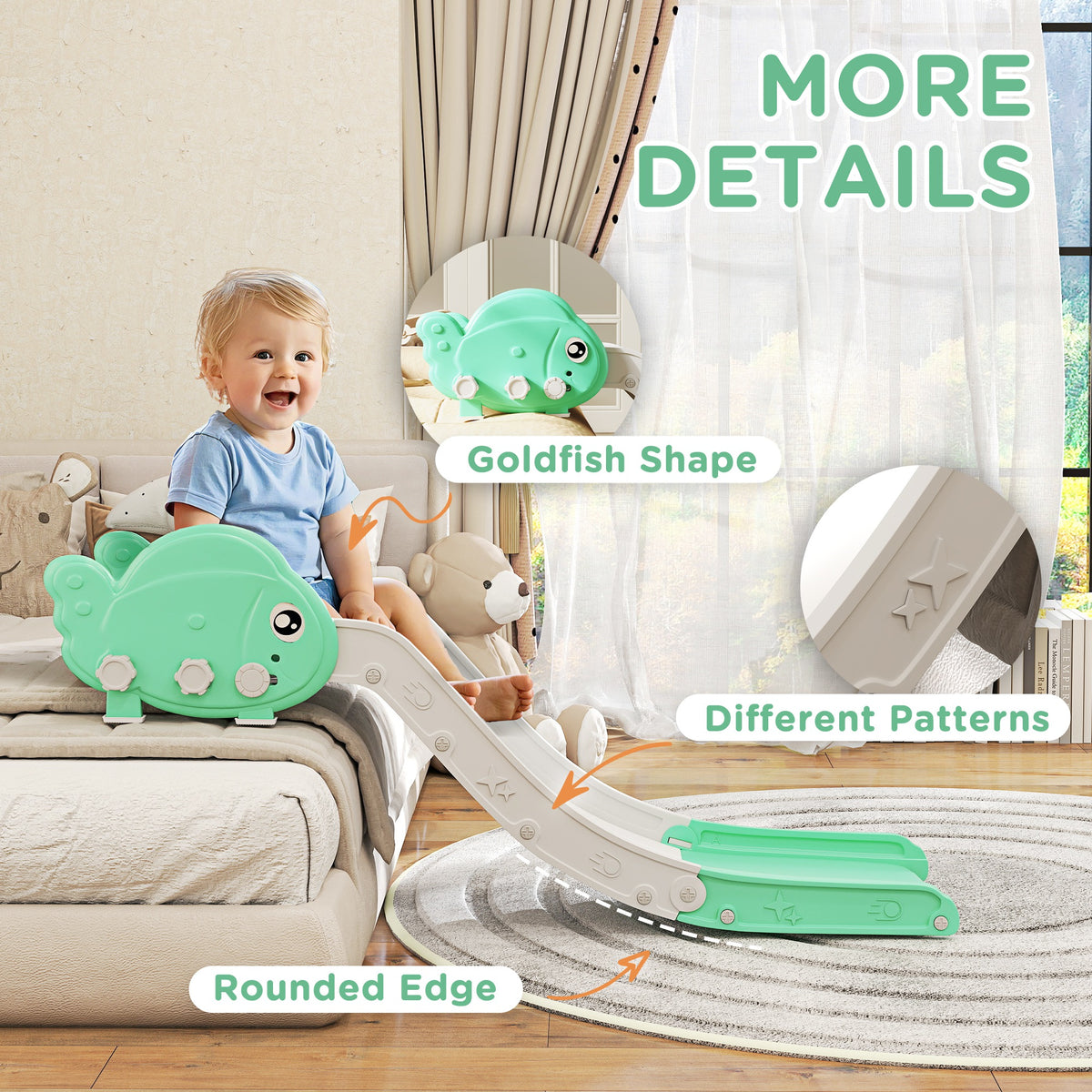 Toddler Couch Slide for Bed, Sofa, Stairs, Easy Assemble & Storage, for 18-48 Months-Toys & Games > Kids Outdoor Play > Gym Sets & Swings-DECOROLALA