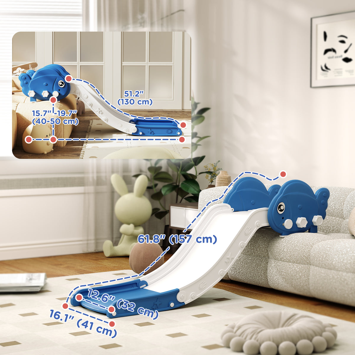 Toddler Couch Slide for Bed, Sofa, Stairs, Easy Assemble & Storage, for 18-48 Months-Toys & Games > Kids Outdoor Play > Gym Sets & Swings-DECOROLALA