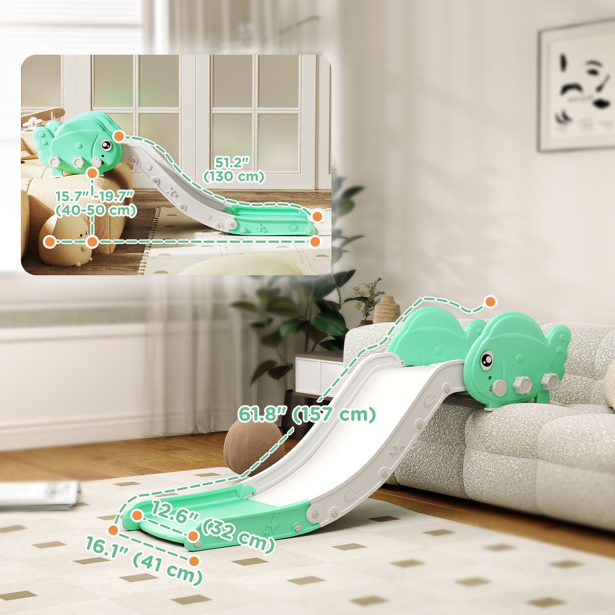 Toddler Couch Slide for Bed, Sofa, Stairs, Easy Assemble & Storage, for 18-48 Months-Toys & Games > Kids Outdoor Play > Gym Sets & Swings-DECOROLALA