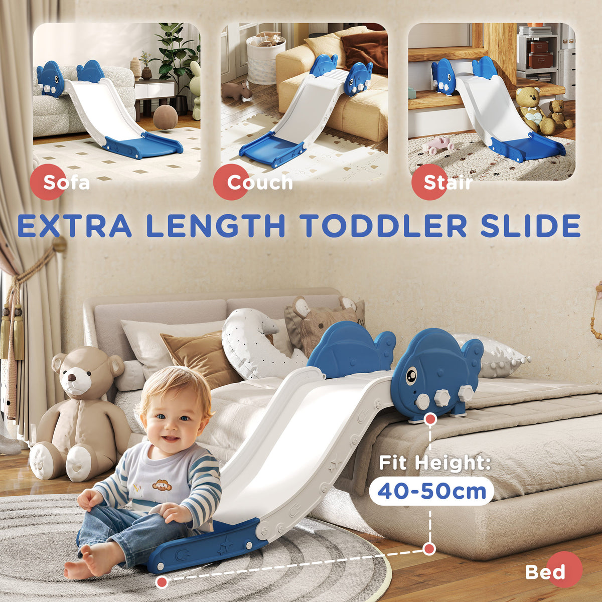 Toddler Couch Slide for Bed, Sofa, Stairs, Easy Assemble & Storage, for 18-48 Months-Toys & Games > Kids Outdoor Play > Gym Sets & Swings-DECOROLALA