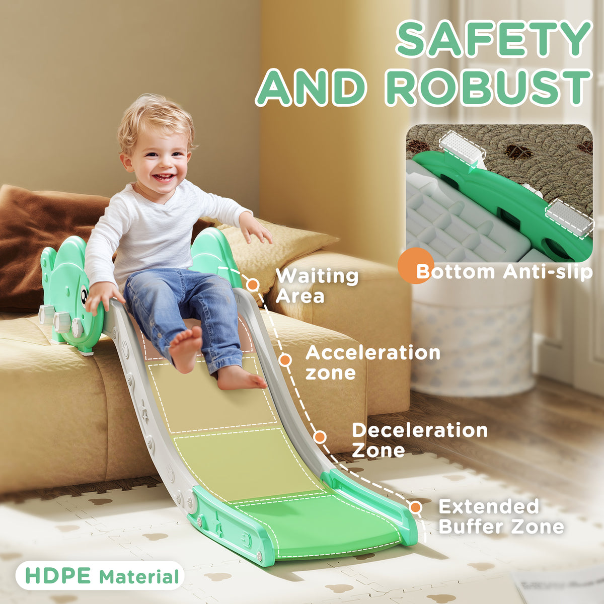 Toddler Couch Slide for Bed, Sofa, Stairs, Easy Assemble & Storage, for 18-48 Months-Toys & Games > Kids Outdoor Play > Gym Sets & Swings-DECOROLALA