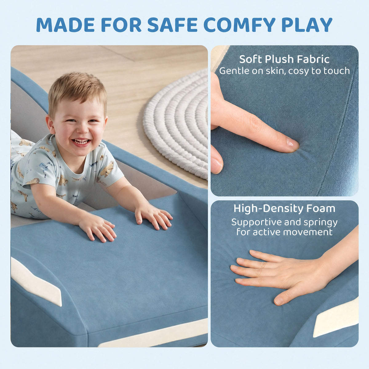 Climbing Toys for Toddlers, Foam Climbing Block Convert to Ball Pit or Toddler Bed for Gross Motor, 18-72 Months, Blue-Toys & Games > Baby & Toddler Toys > Kids Gym & Playmats-DECOROLALA