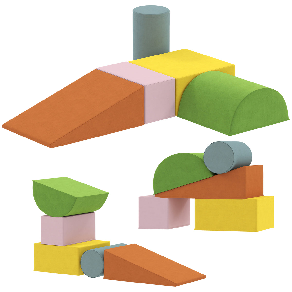 Climbing Toys for Toddlers with Removable Cover, Indoor Activity Play Set for Crawling, Sliding, Orange/Green-Toys & Games > Baby & Toddler Toys > Kids Gym & Playmats-DECOROLALA