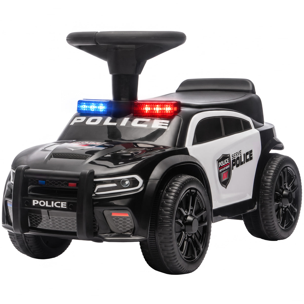 Toddler Push Car, Ride on Car with Light, Music, Under-Seat Storage and Anti Tip Device for 18-36 Months, Black-Toys & Games > Baby & Toddler Toys > Riding & Rocking Toys > Push Cars for Toddlers-DECOROLALA