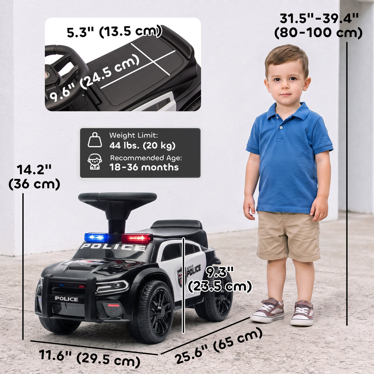 Toddler Push Car, Ride on Car with Light, Music, Under-Seat Storage and Anti Tip Device for 18-36 Months, Black-Toys & Games > Baby & Toddler Toys > Riding & Rocking Toys > Push Cars for Toddlers-DECOROLALA