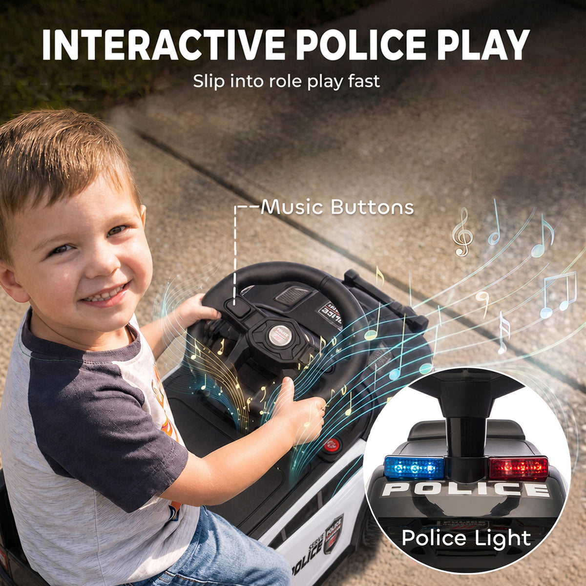 Toddler Push Car, Ride on Car with Light, Music, Under-Seat Storage and Anti Tip Device for 18-36 Months, Black-Toys & Games > Baby & Toddler Toys > Riding & Rocking Toys > Push Cars for Toddlers-DECOROLALA
