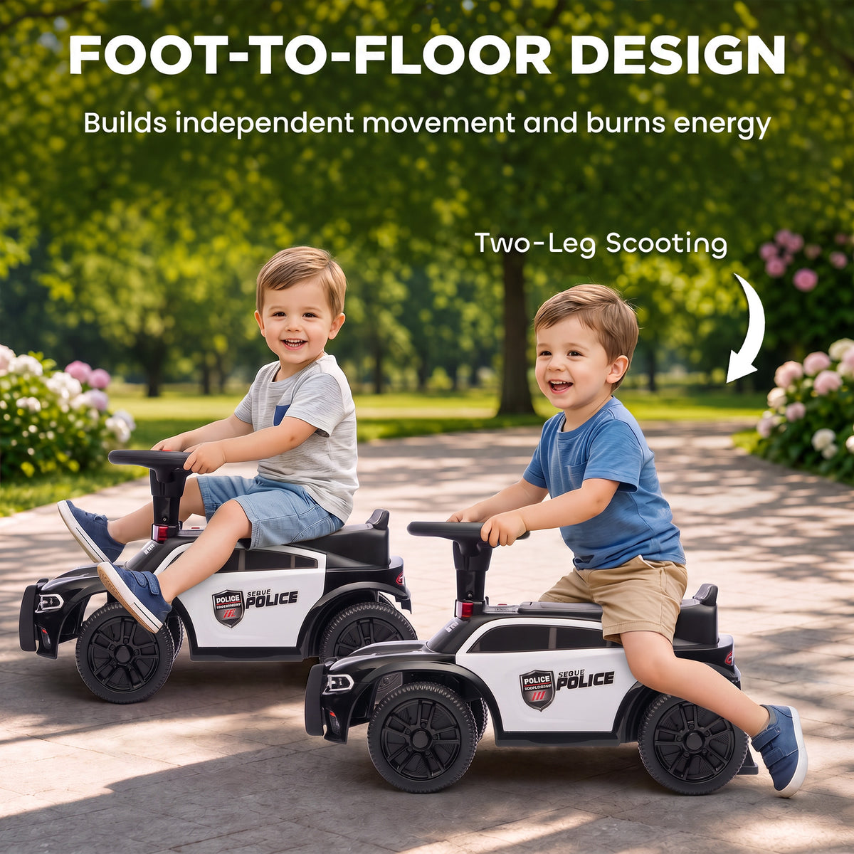 Toddler Push Car, Ride on Car with Light, Music, Under-Seat Storage and Anti Tip Device for 18-36 Months, Black-Toys & Games > Baby & Toddler Toys > Riding & Rocking Toys > Push Cars for Toddlers-DECOROLALA