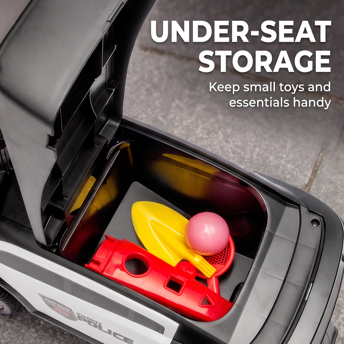 Toddler Push Car, Ride on Car with Light, Music, Under-Seat Storage and Anti Tip Device for 18-36 Months, Black-Toys & Games > Baby & Toddler Toys > Riding & Rocking Toys > Push Cars for Toddlers-DECOROLALA
