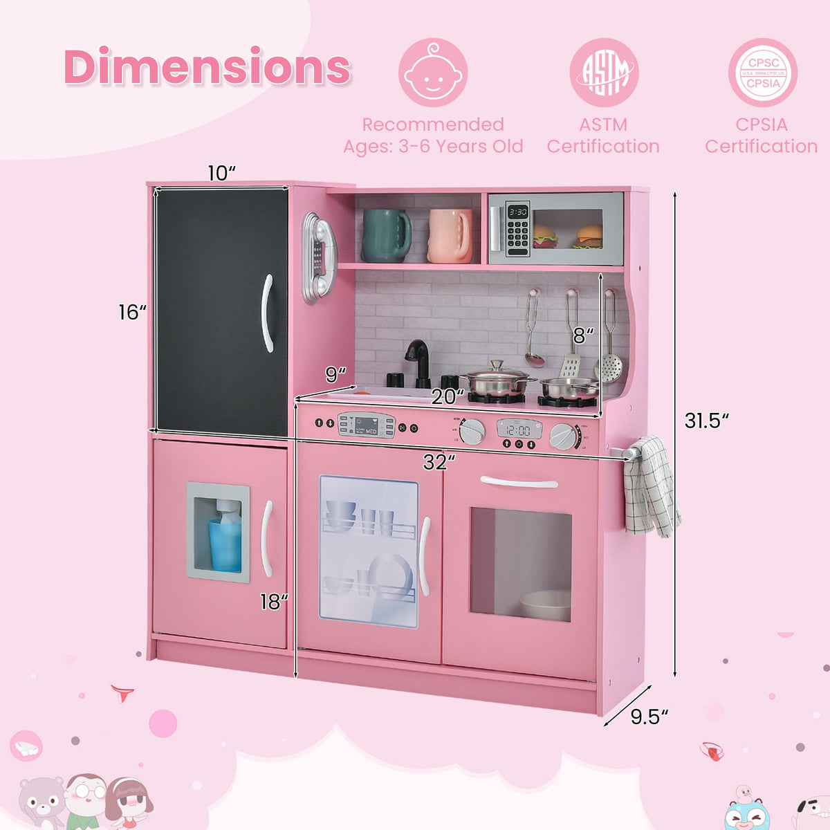 Toddler Pretend Play Kitchen for Boys and Girls 3-6 Years Old