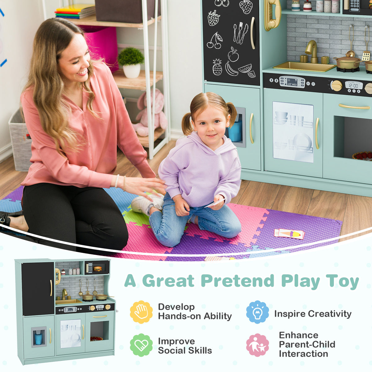 Toddler Pretend Play Kitchen for Boys and Girls 3-6 Years Old