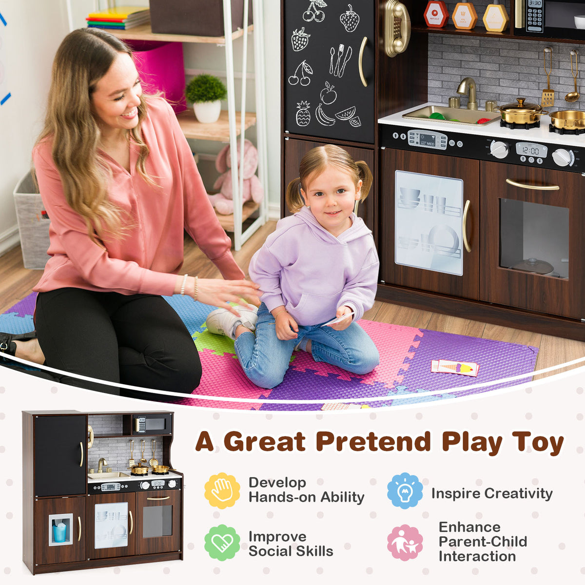 Toddler Pretend Play Kitchen for Boys and Girls 3-6 Years Old