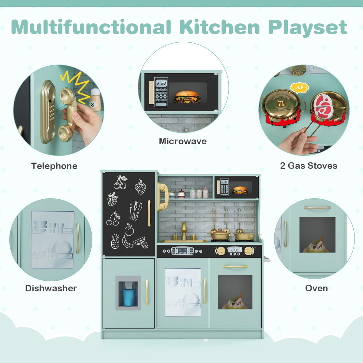 Toddler Pretend Play Kitchen for Boys and Girls 3-6 Years Old
