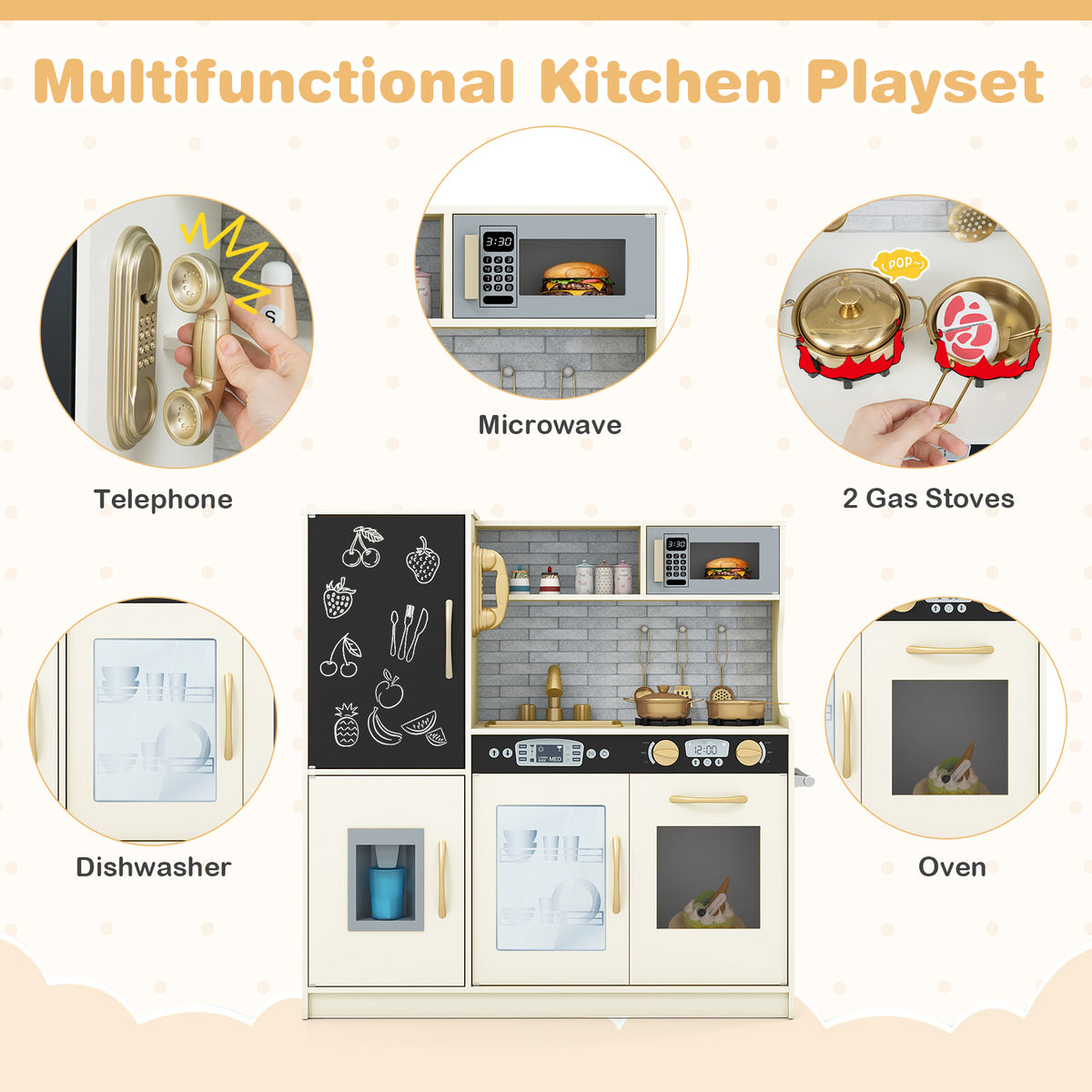 Toddler Pretend Play Kitchen for Boys and Girls 3-6 Years Old