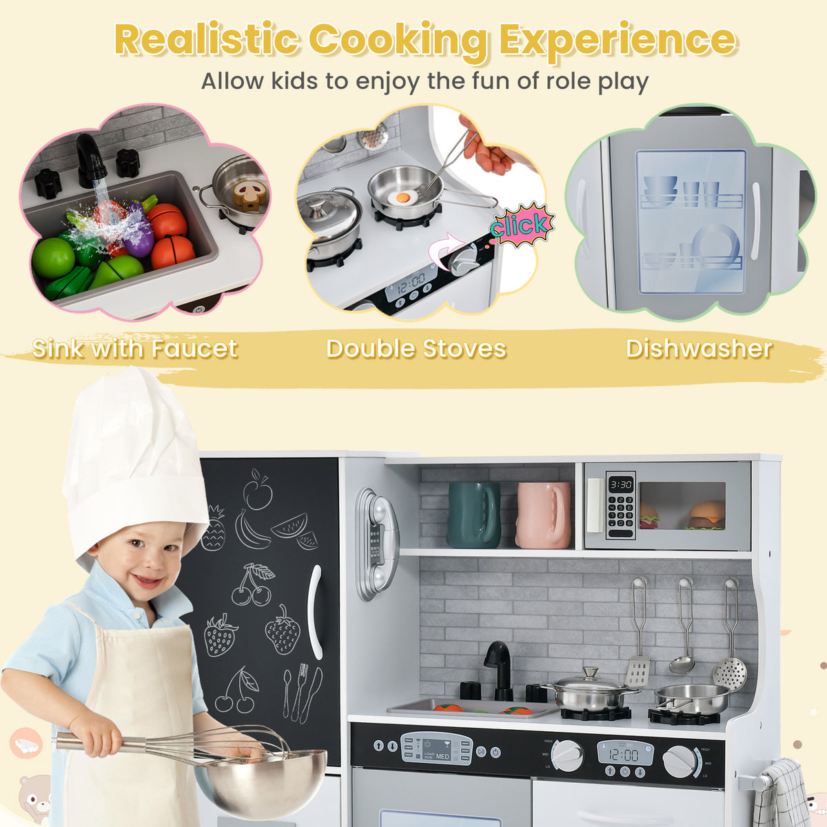 Toddler Pretend Play Kitchen for Boys and Girls 3-6 Years Old