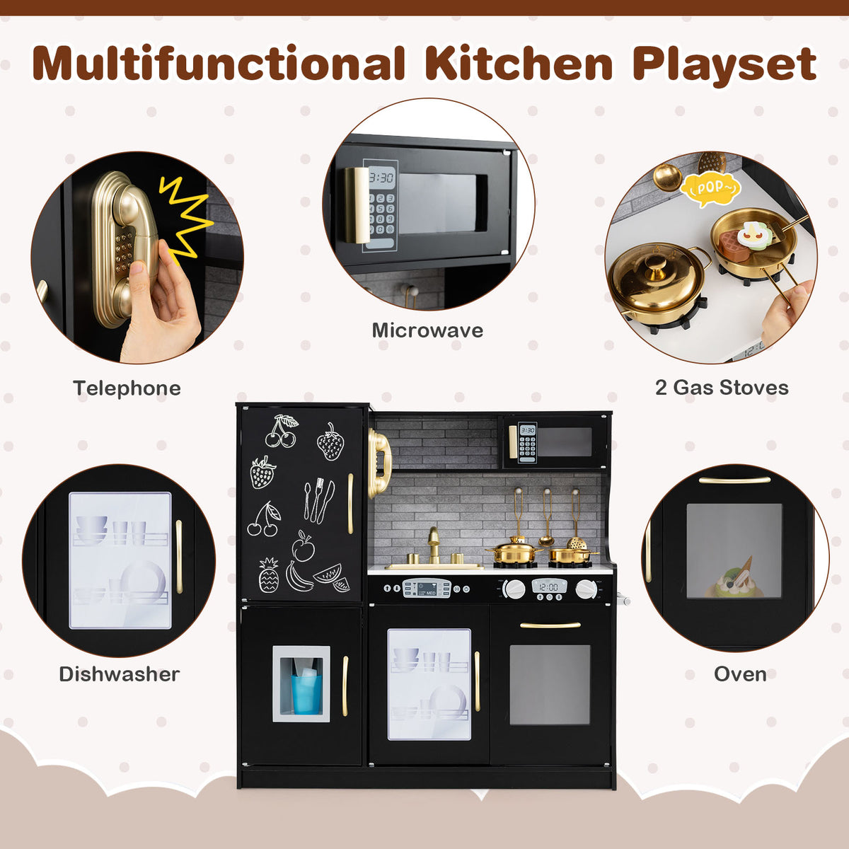 Toddler Pretend Play Kitchen for Boys and Girls 3-6 Years Old