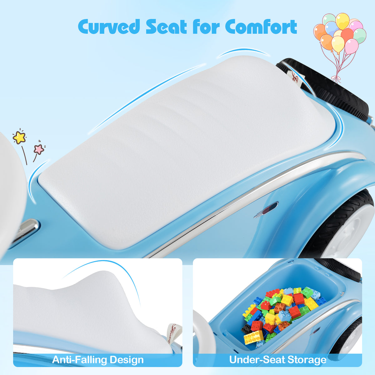 Toddler Ride-On Sliding Car with LED Headlights and Horn