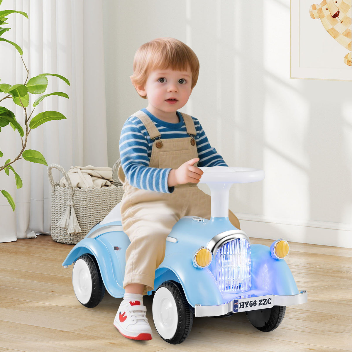 Toddler Ride-On Sliding Car with LED Headlights and Horn