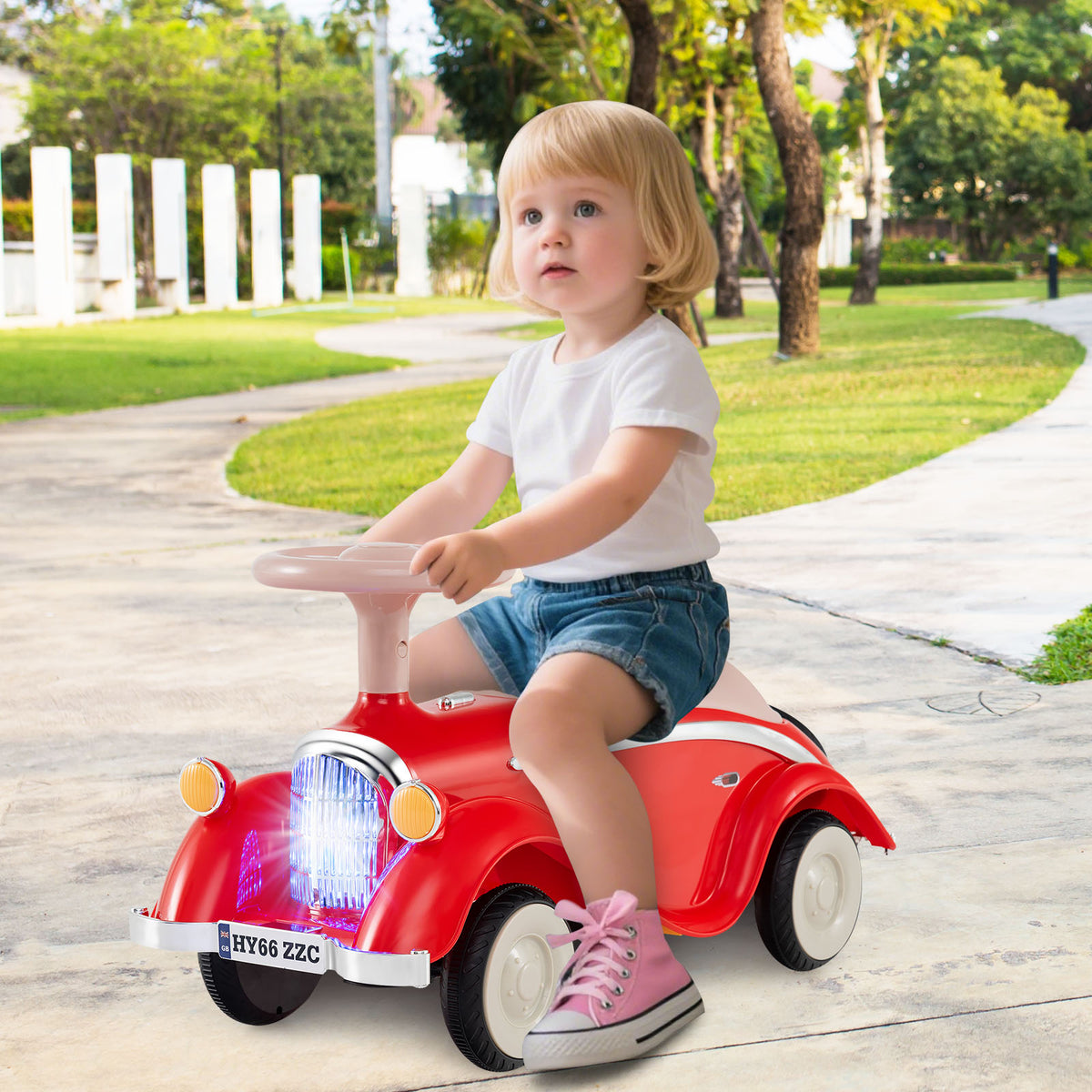 Toddler Ride-On Sliding Car with LED Headlights and Horn