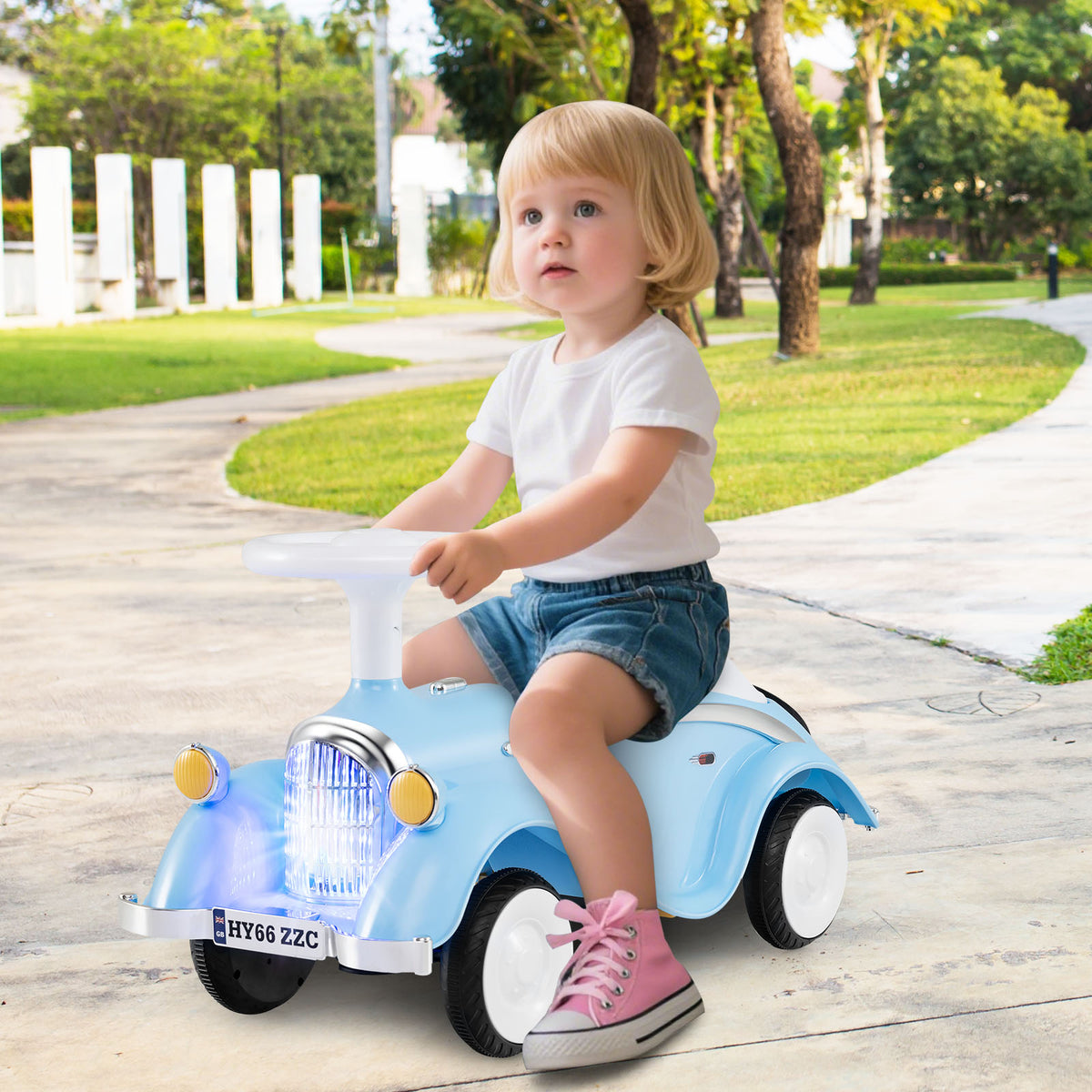 Toddler Ride-On Sliding Car with LED Headlights and Horn