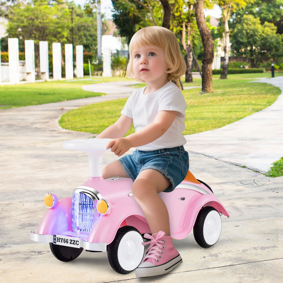 Toddler Ride-On Sliding Car with LED Headlights and Horn