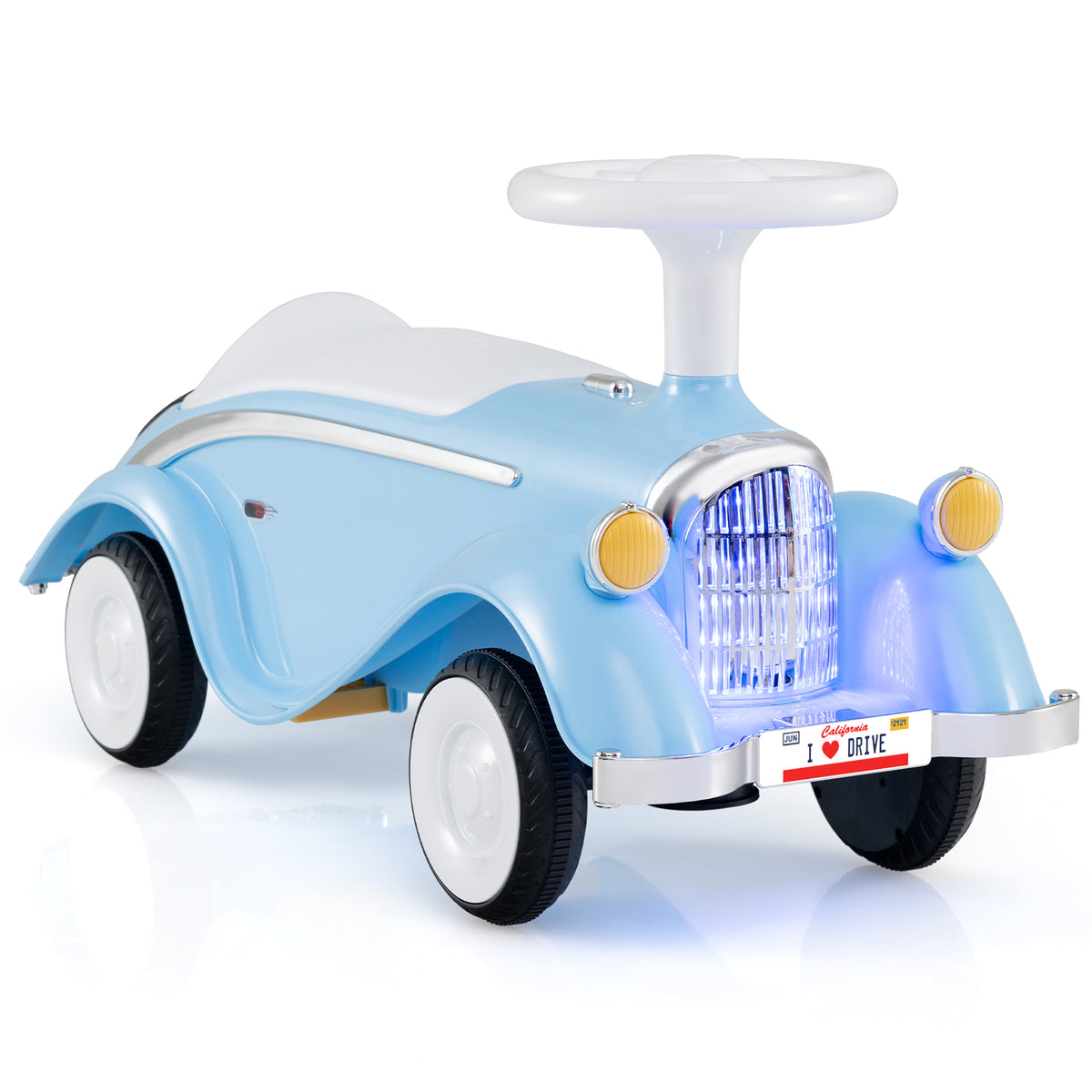 Voiture classique à glisser pour tout-petits avec klaxon et phare LED