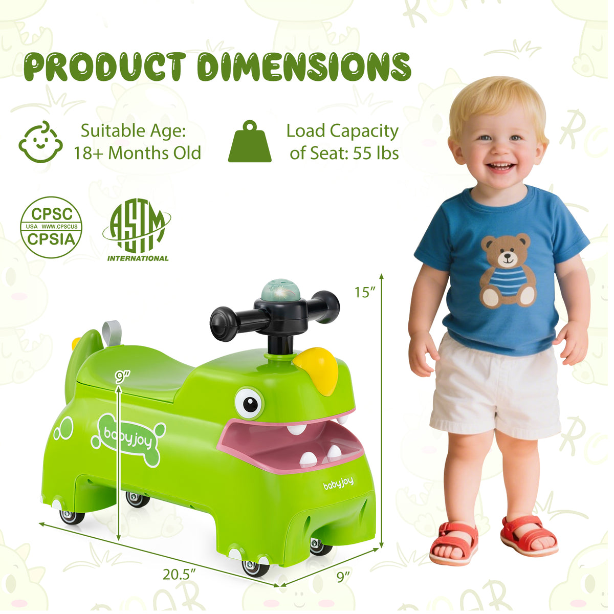 Toddler Ride on Toy Walking Sliding Car with Lights and Music